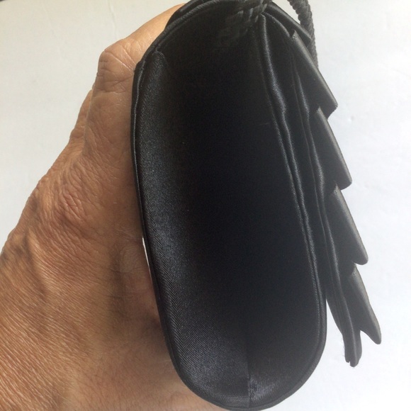 JESSICA MCCLINTOCK BLACK SATIN RIBBON CLUTCH BAG - Picture 10 of 15
